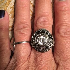 Silver ring with rhinestone